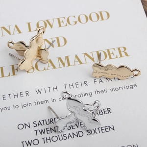 DIY gold and silver alloy heart ear studs accessories with hook for jewelry making