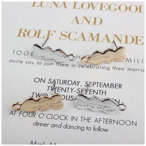 Polished gold and silver wave heart charms for DIY earrings on background