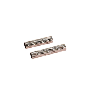 Perline a tubo cilindrico placcate oro rosa 18 carati con taglio a diamante per gioielli DIY