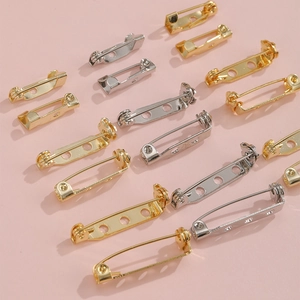 Dettagli di spilli per spilla placcati in oro e argento con chiusura di sicurezza per DIY