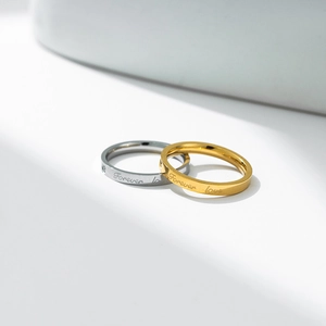 Titanium Steel Forever Love Ring Heart Zirconia Engraved Minimalist Couple Band Gold Silver Plated Fashion Finger Jewelry Women Gift