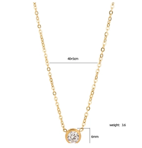 Detail of 6mm single diamond pendant on gold chain with 40+5cm length specs