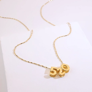 18K gold-plated necklace with a romantic 520 heart pendant and delicate sequin chain