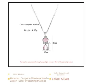 Détails du collier chat en œil de chat rose avec dimensions 21mm par 10mm
