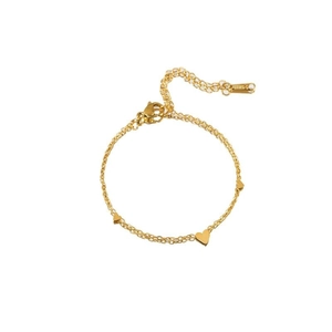 Elegante bracciale a doppio strato in acciaio inossidabile dorato con ciondoli a cuore