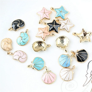 Dije De Esmalte De Aleación De Tema Oceánico DIY Estrella De Mar Concha Caracola Chapado En Oro Colgantes Para Joyería Pulsera Collar