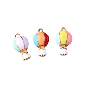 Trois pendentifs montgolfière en émail coloré pour la création de bijoux DIY en alliage