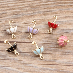 DIY colorful mini umbrella charms in gold plated alloy for jewelry making