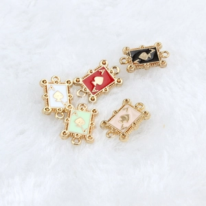 DIY Ace of Spades charms in five colors with gold dotted edges for jewelry making