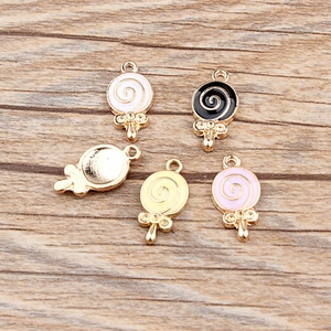 Lollipop-Anhänger aus Goldlegierung für DIY-Schmuck mit farbenfrohem Emaille-Spiralmuster