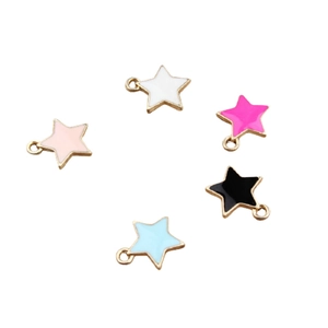 Fünfteiliges Set bunter Stern-Emaille-Anhänger mit Goldlegierungsrahmen für DIY-Schmuck