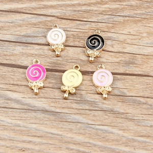 DIY bunte Lollipop-Anhänger mit Goldlegierung und Tropföl-Emaille für die Schmuckherstellung