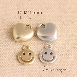 Alloy Heart Smiley Face Charms Matte Gold Silver Pendants For DIY Bracelet Necklace Jewelry Making Accessories