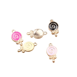 Lollipop-Anhänger aus Legierung für DIY-Schmuck in den Farben Rosa Gelb und Schwarz