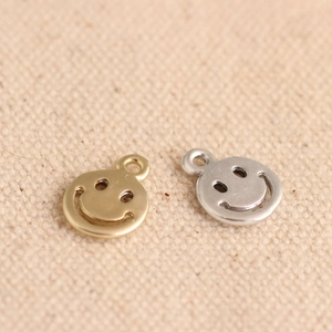 DIY smiley face metal charms in matte gold and silver finish for bracelet jewelry making