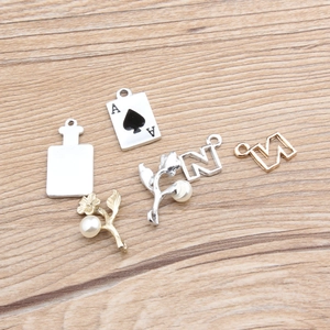 DIY Jewelry Making Alloy Charms Pendants With Believe Lettering Flower I Love You Gesture For Bracelet Necklace Findings