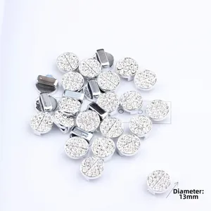 Fibbie rotonde da 13mm in lega d'argento con strass per accessori capelli fai-da-te