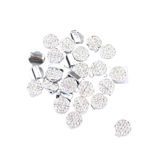 Plated alloy round disc hair ring charm with sparkling rhinestones for DIY crafts