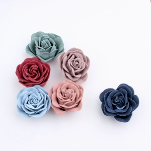 DIY handmade fabric rose flower heads in mixed Morandi colors for hair accessories