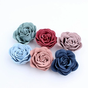 Handmade burnt edge fabric rose flowers in six colors for DIY hair accessories