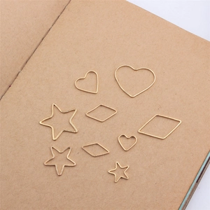 9pcs DIY geometric earring pendants in star, heart, and rhombus gold plated hollow metal