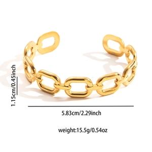 Detailansicht des goldenen Armreifs mit Abmessungen und Gewichtsangaben für Damen
