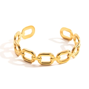 Eleganter goldener unregelmäßiger Gliederketten-Armreif mit offenem Design