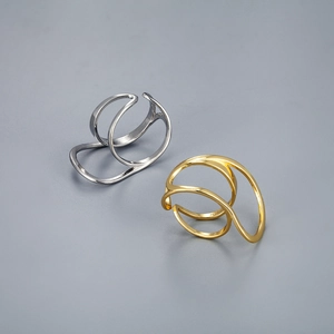 Anillos abiertos geométricos de plata de ley S925 minimalistas en oro y plata