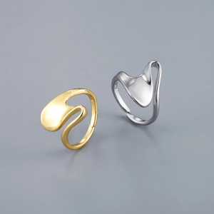 Minimalistische onregelmatige S925 zilveren ringen in goud en zilver afwerking