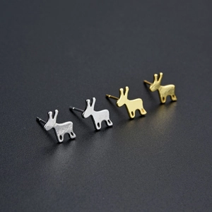 Minimalisti Orecchini a Bottone a Forma di Cervo Con Perno in Argento Sterling 925 Rame Alce Renna Orecchini per Donna Regalo di Natale