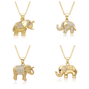 Collar De Colgante De Elefante De Cobre De Lujo Para Mujer Cadena De Clavícula De Circonia Joyería Accesorio Elegante