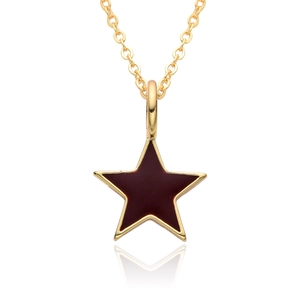 Fashion gold pentagram pendant necklace with red enamel and thin chain for women