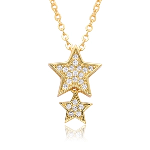 Dainty Gold Plated Copper Star Pendant Necklace For Women Shiny Rhinestone Starfish Floral Geometry Fashion Jewelry Gift