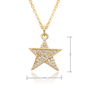 Macro shot of a 15mm gold star pendant with cubic zirconia on a delicate O-chain