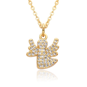 Colgante religioso Virgen María dorado con micro-pavé de circonitas y collar de cadena fina