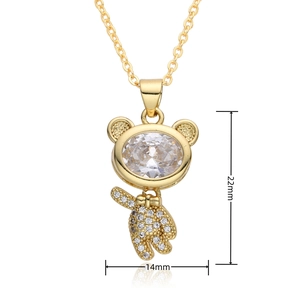 Detailansicht der Abmessungen von 22 mm x 14 mm des Teddybär-Anhänger-Halskette