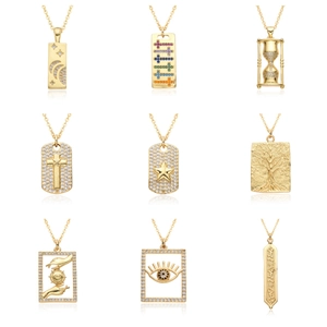 Collier en Cuivre Micro-Pavé Zirconia Bleu Minimaliste Mauvais Œil Arbre de Vie Collier Pendentif pour Femme Bijoux Cadeau