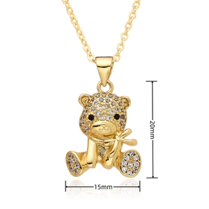 Detailansicht der Teddybär-Halskette mit Größenangaben von 20 mm Höhe und 15 mm Breite
