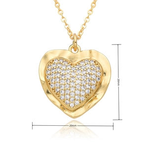 Detailansicht goldener Herzanhänger mit Zirkonia-Besatz und Maßen von ca. 20mm Größe