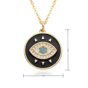 Λεπτομέρεια μενταγιόν Evil Eye 17mm με επίστρωση χρυσού 18Κ και μαύρο σμάλτο