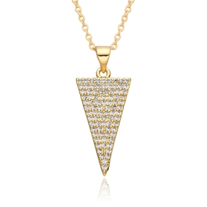 18k gold plated mermaid scale triangle pendant necklace with cubic zirconia pave setting