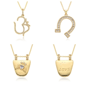 Verguld Koper Hoefijzer Om Symbool Hart Vleugel Hanger Halsketting Met Zirkonia Ingelegd Luxe Westerse Stijl Vrouwen Sieraden