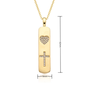 Detailansicht des goldenen Rechteckanhängers mit Maßen von 42 mm Höhe und 9 mm Breite
