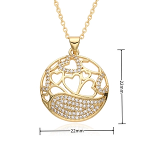 Detailansicht der goldenen Herz-Halskette mit 22 mm Durchmesser und Zirkonia-Besatz