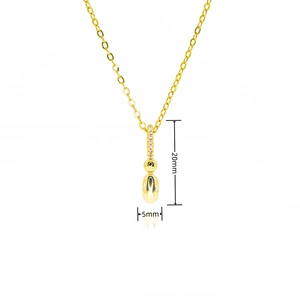 Detail showing 20mm gold letter pendant with micro-inlaid pink zircon and glossy finish