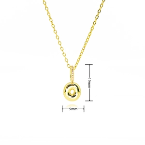 Macro detail of gold-plated balloon letter pendant with 19mm height and CZ stones