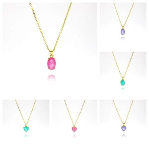 Elegante Zirkonia Herz Oval Anhänger Halskette Für Damen Gold Vergoldet Kupferkette Minimalistisch Schmuck Geschenk Mode Halsschmuck