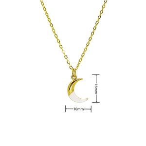 Exquisito collar de luna creciente dorada con opalo blanco, colgante de 16mm por 10mm