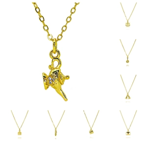 18K Vergoldete Kupfer Halskette Für Damen Mikro Inlay Zirkonia Anhänger Aladins Wunderlampe Glocke Waage Designer Schmuck
