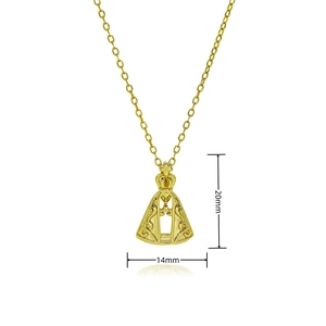 Religieuze Maagd Maria ketting 18k verguld met zirkoon hanger van 20mm hoogte